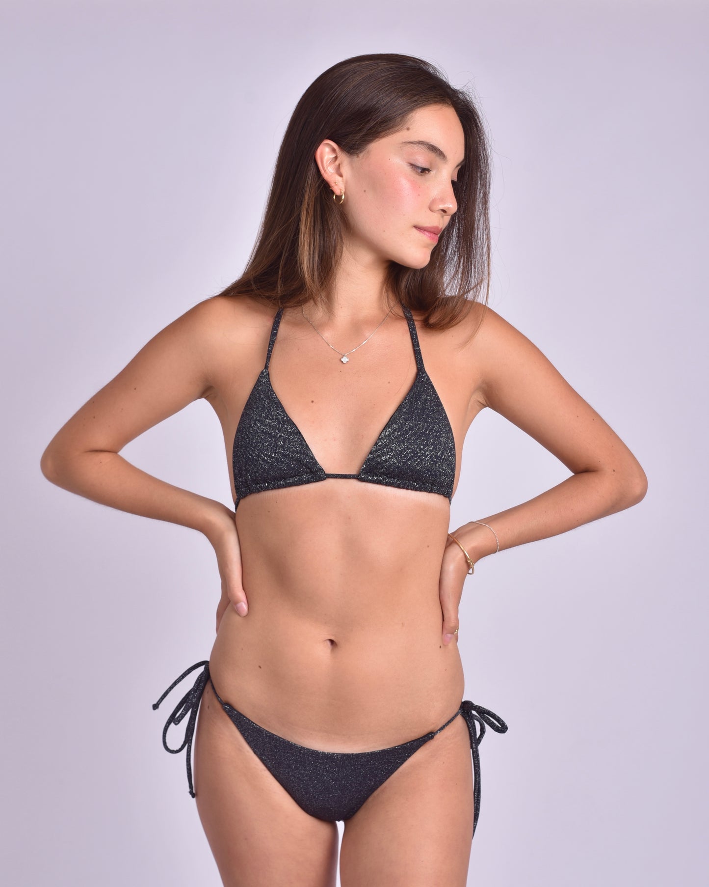 Emma Negro Brilloso Top