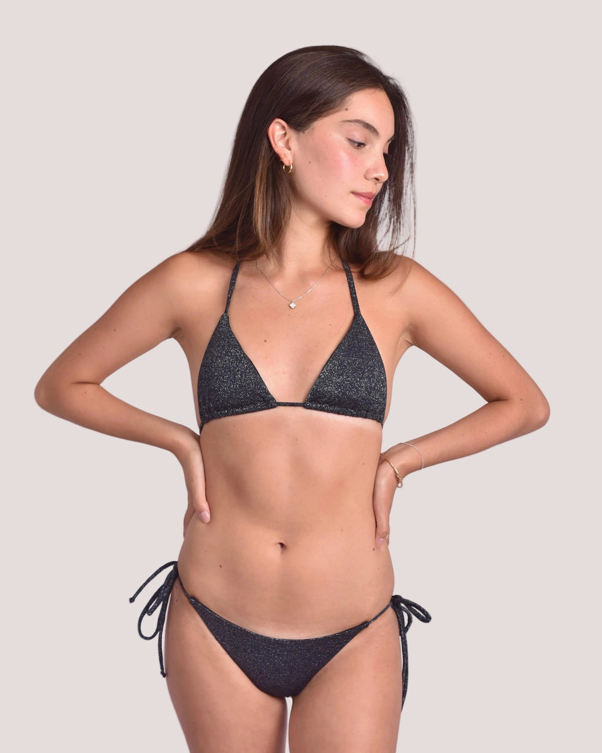 Emma Negro Brilloso Top