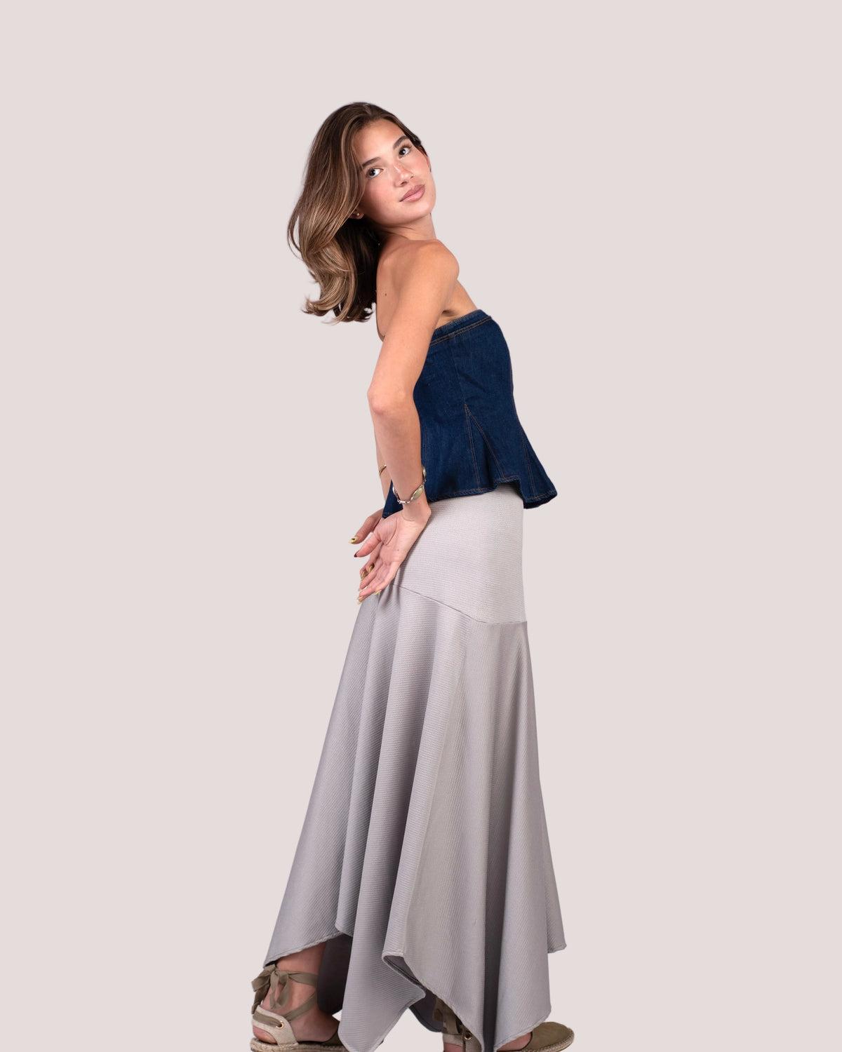 Falda Olivia Plateada