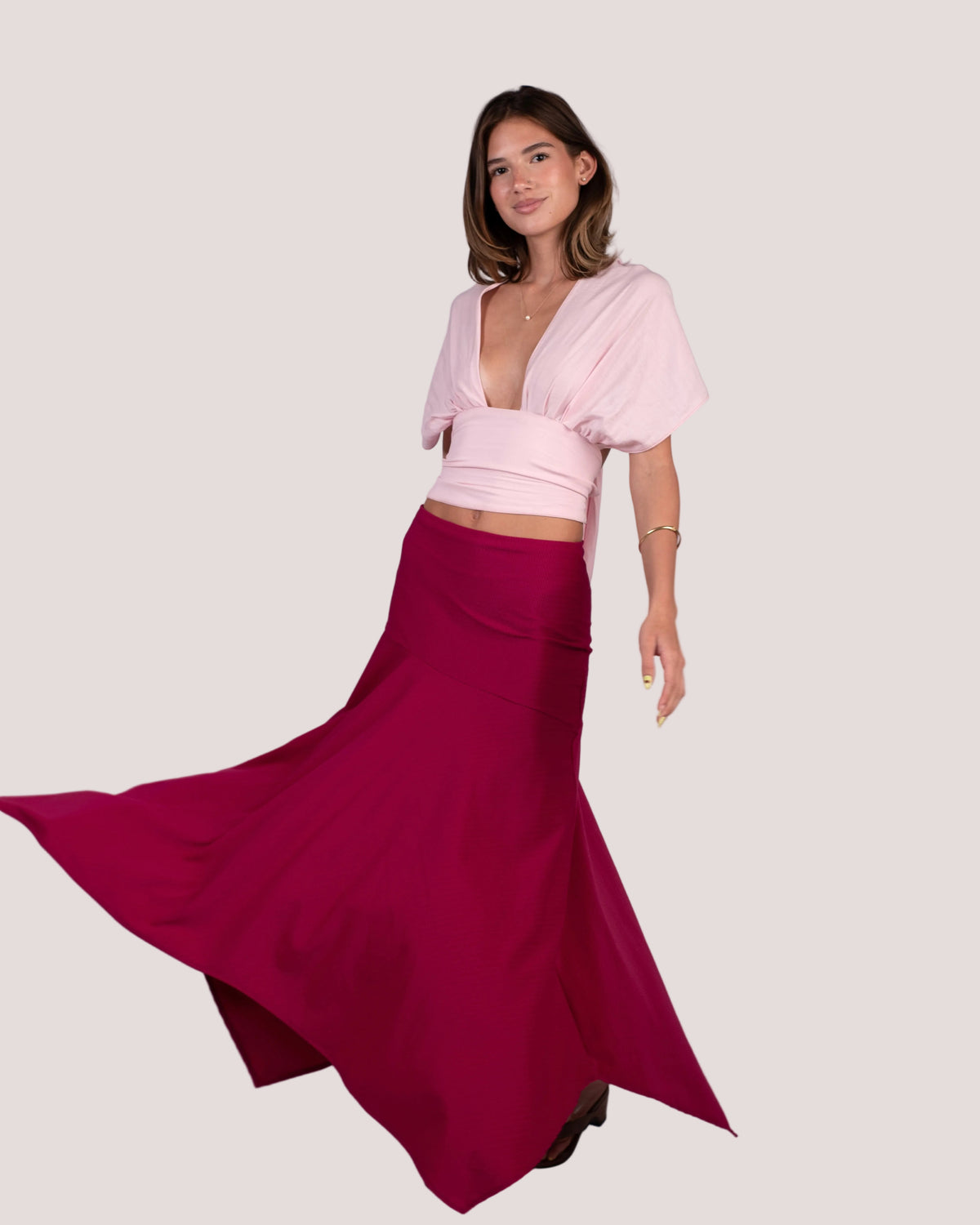 Falda Olivia Cherry
