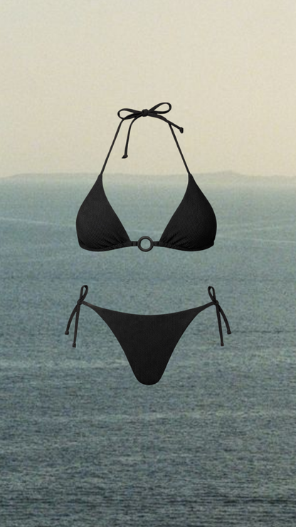 Olivia Ribbed Black Top